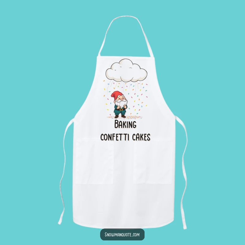 Funny Confetti Cloud Gnome Apron - Whimsical Kitchen Companion for Playful Cooks