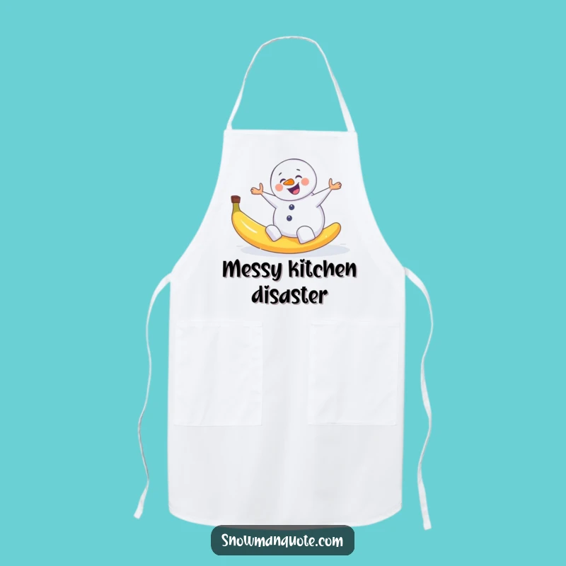 Funny Snowman Kitchen Apron - Comedic Winter Banana Peel Design Gift