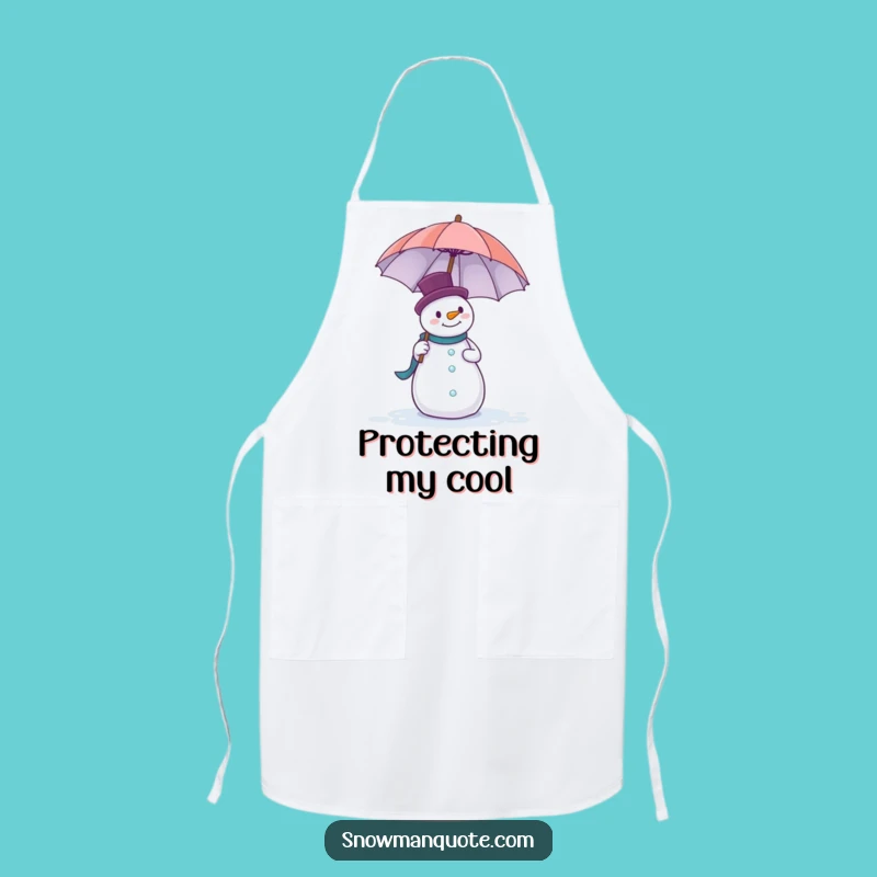 Funny Snowman Umbrella Apron - Kitchen Humor for a Playful Cook