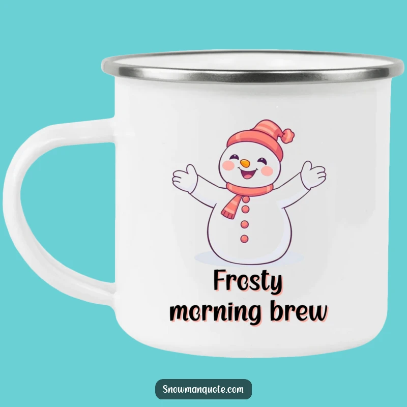 Funny Snowman Hugging Snowflakes Camping Mug: Adventure Ready Gift