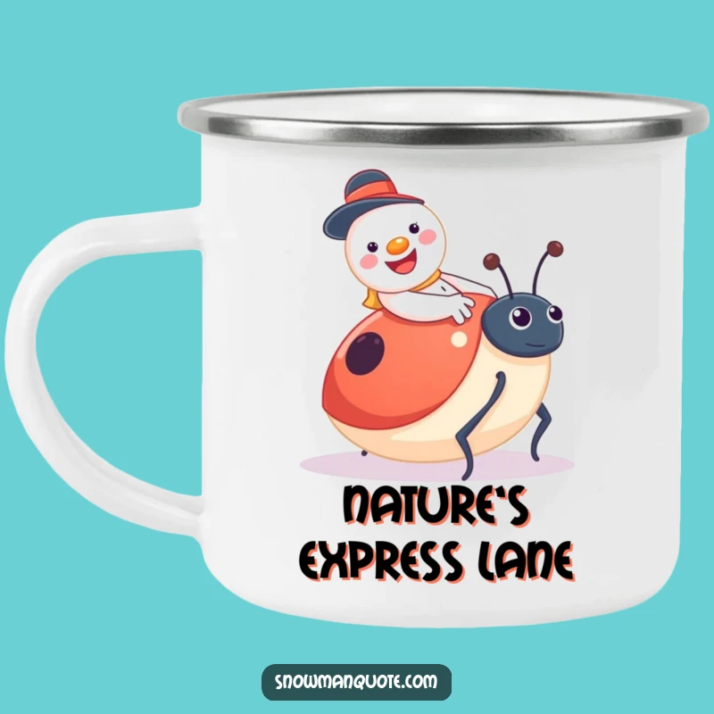 Funny Snowman Ladybug Camping Mug: Whimsical Drinkware for Outdoor Smiles