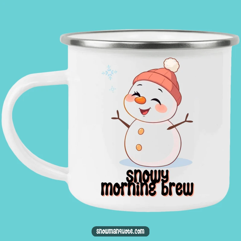 Funny Snowman Wink Camping Mug: Cheerful Pal on Adventures, Durable & Comical Funny Gift