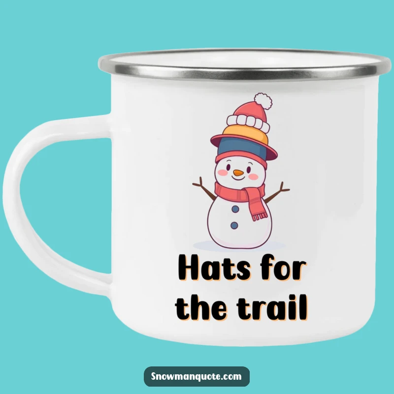 Funny Wobbly Hat Snowman Camping Mug - Hilarious Balancing Brew