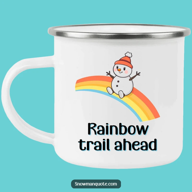 Funny Snowman Rainbow Slide Camping Mug: Cheerful Drinkware for Outdoor Adventures
