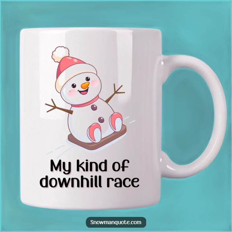 Funny Snowman Hill Slide Mug: Hilarious Joyful Winter Character Gift Idea