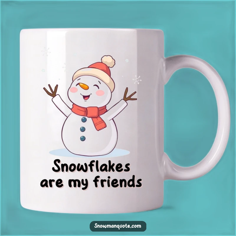 Funny Snowman Snowflake Wave Mug: Adorable Winter Character Gift Idea