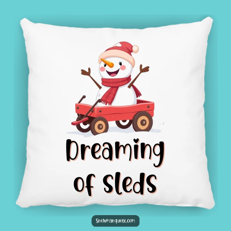 Funny Snowman Wagon Ride Pillow - Cozy Decor and Whimsical Funny Gift
