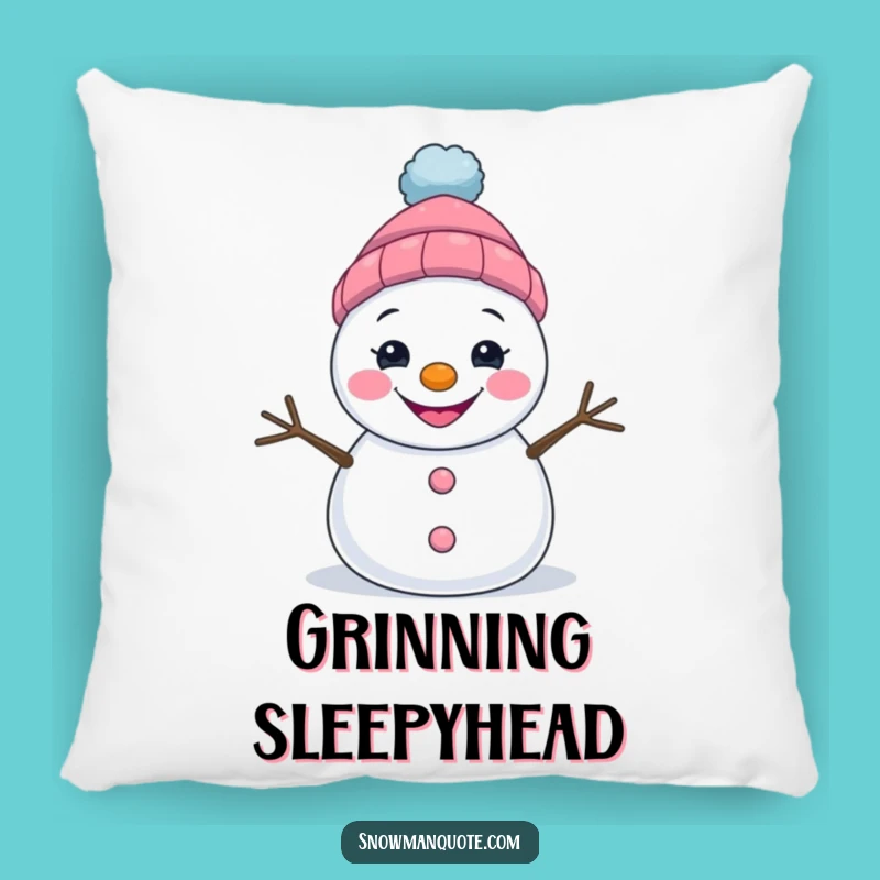 Funny Grinning Snowman Pillow - Cozy Quirky Accent