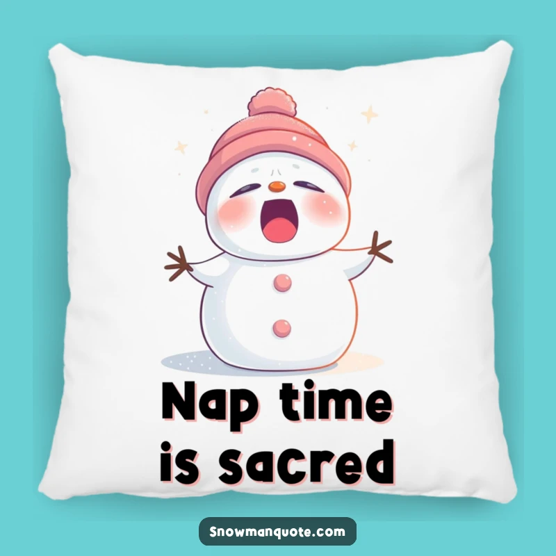 Funny Sleepy Snowman Stardust Pillow, Cuddle Up with Adorable Winter Comfort