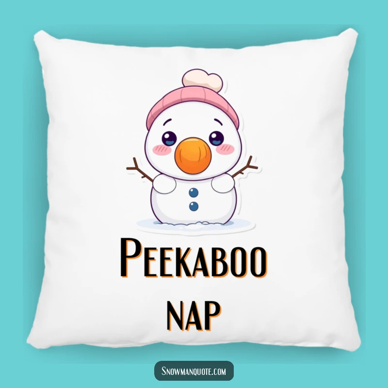 Funny Snowman Carrot Nose Pillow - Cozy Shy Winter Accent Decor Gift