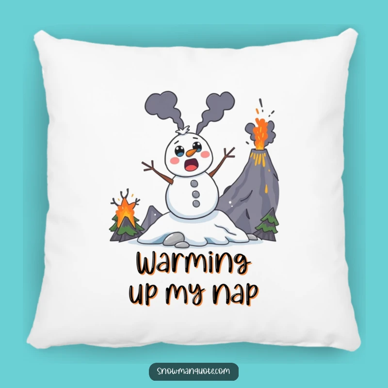 Funny Volcano Snowman Pillow: Cozy Comfort with Explosive Humor