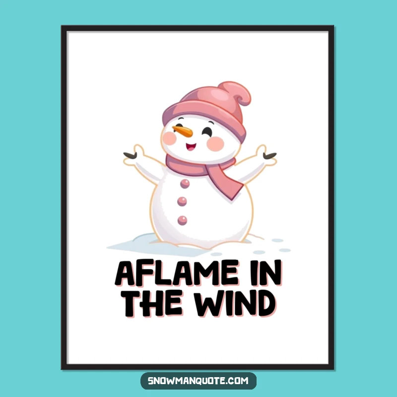 Funny Snowman Wind Digital Art Print: Instant Winter Bluster Humor Gift