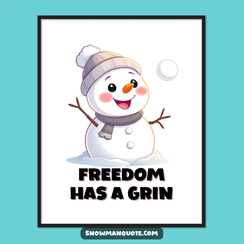 Funny Snowman Rolling Digital Art Print: Instant Cheerful Winter Humor Gift
