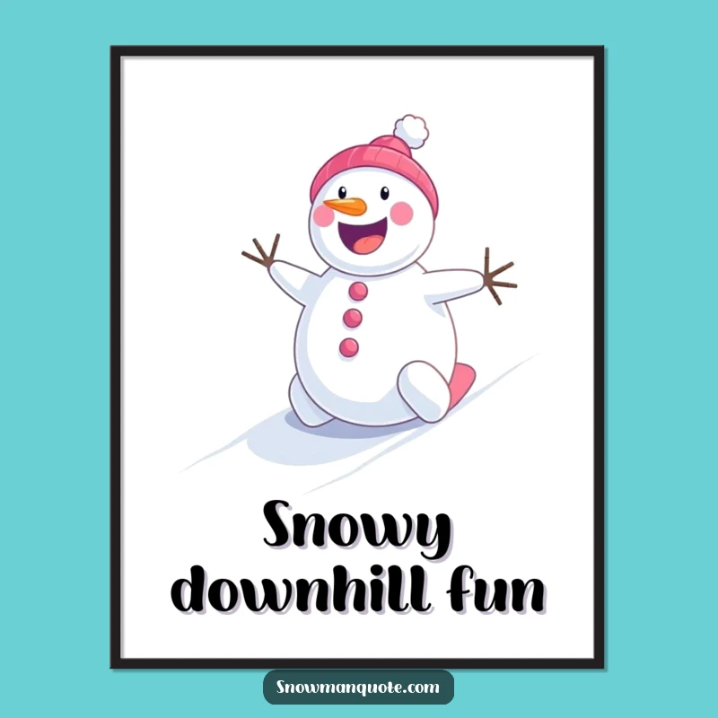 Funny Snowman Rolling Digital Art - Cheerful Winter Fun Print