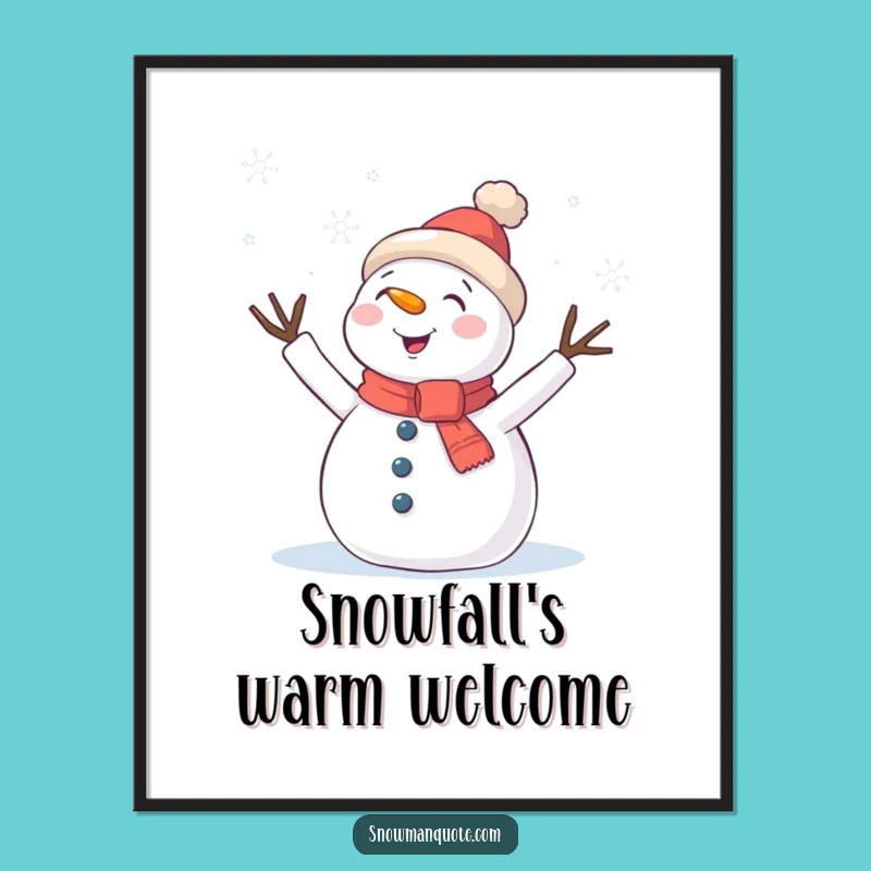 Funny Snowman Snowflake Wave Digital Art: Instant Winter Magic Decor Gift