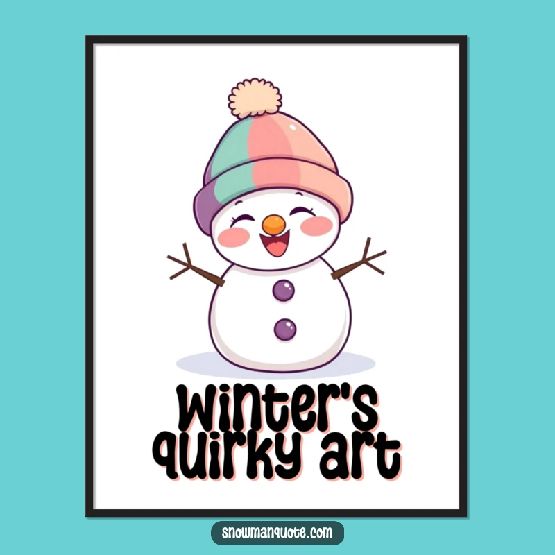 Funny Snowman Giggling Digital Art - Instant Downloadable Wall Decor with a Humorous Touch