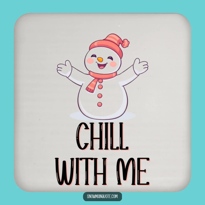 Funny Snowman Embracing Snowflakes Coaster: Protect Surfaces Joyfully