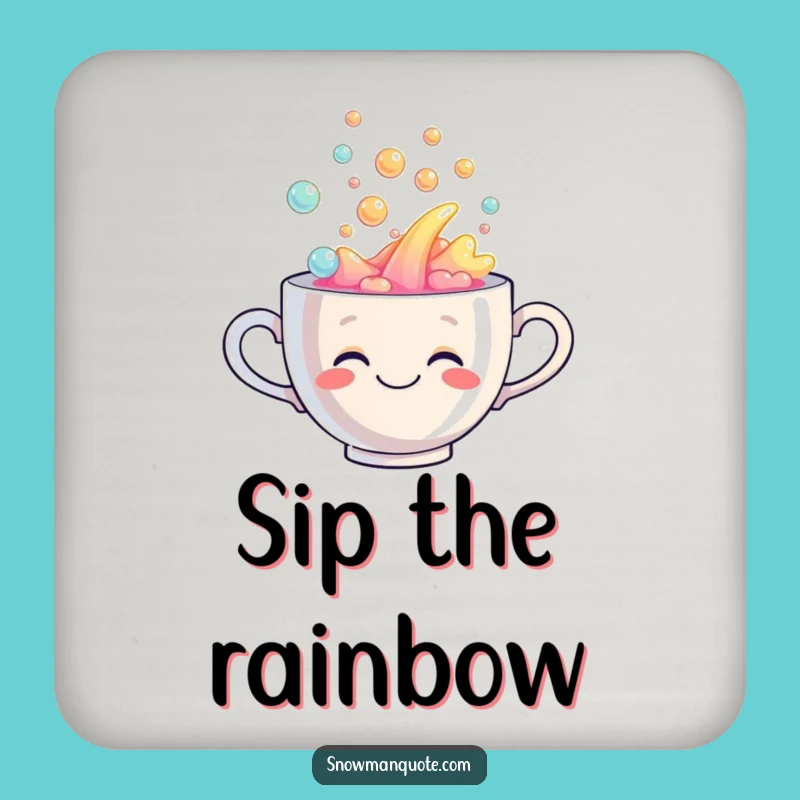 Funny Rainbow Teacup Coaster: Protect Surfaces with Overflowing Humor, Quirky Gift Set