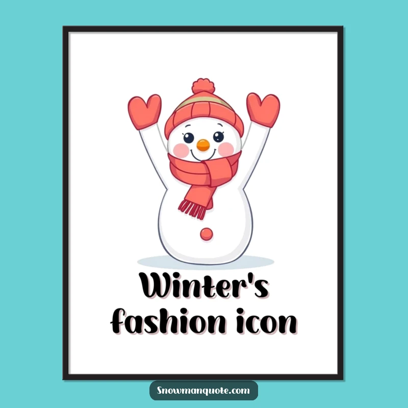 Funny Snowman Scarf Poster - Cheerful Winter Wall Art