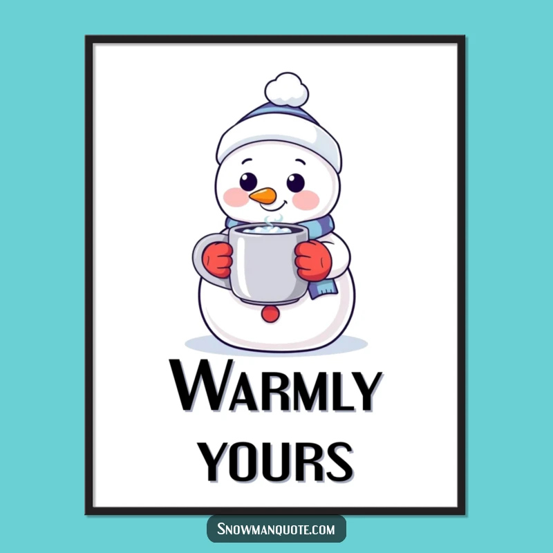 Funny Warm Snowman Poster: Cozy Offering Art for Walls