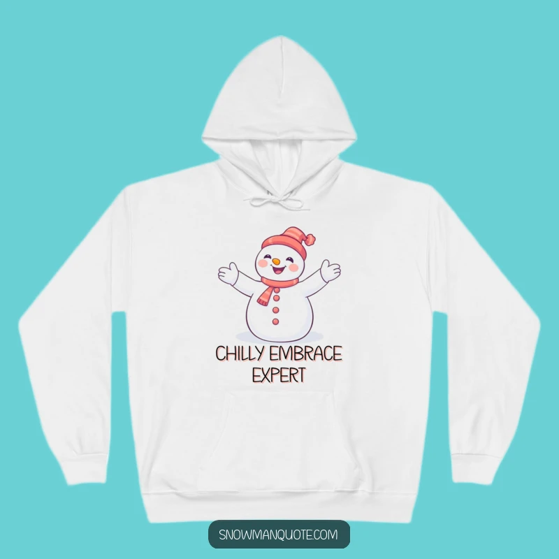 Cozy Funny Snowman Hugging Snowflakes Hoodie: Warm Winter Gift