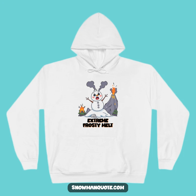 Funny Volcano Snowman Hoodie: Cozy Apparel for Fiery, Humorous Adventures