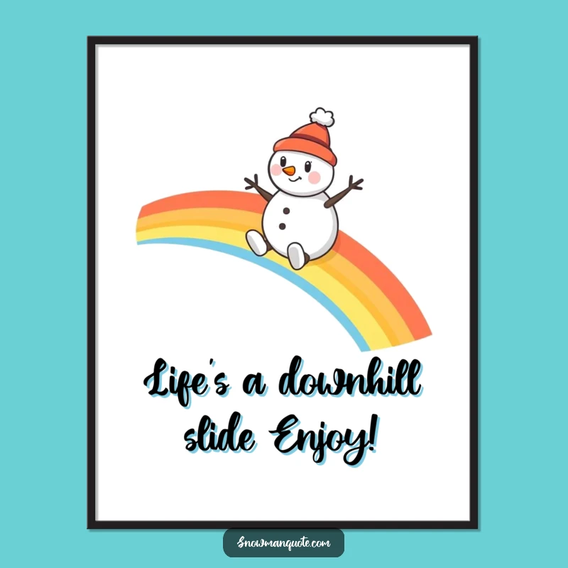 Free Printable Wall Art: Funny Snowman Rainbow Art Downloadable Gift
