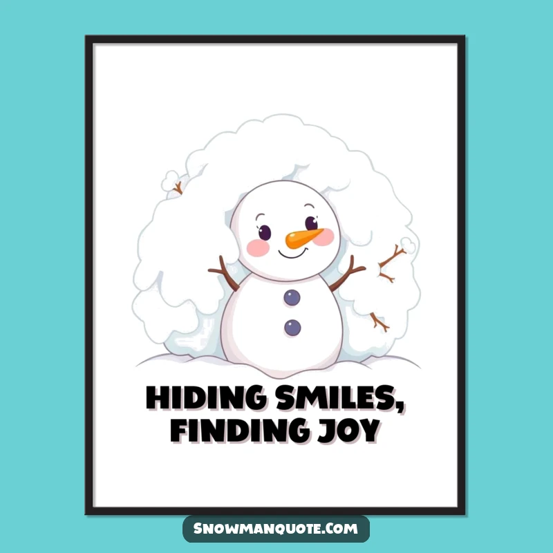 Funny Free Printable Wall Art: Peeking Snowman Delight Winter Decor