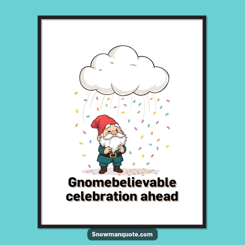 Funny Free Printable Wall Art: Confetti Cloud Gnome Encounter, Downloadable Decor