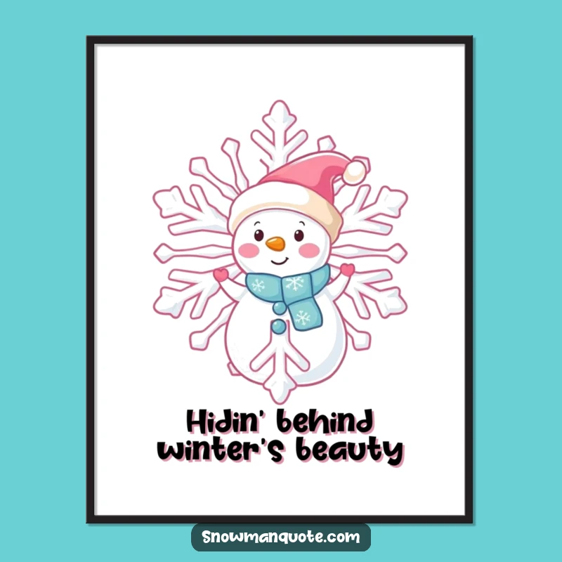 Funny Free Printable Wall Art: Snowman Peeking - Downloadable Decor