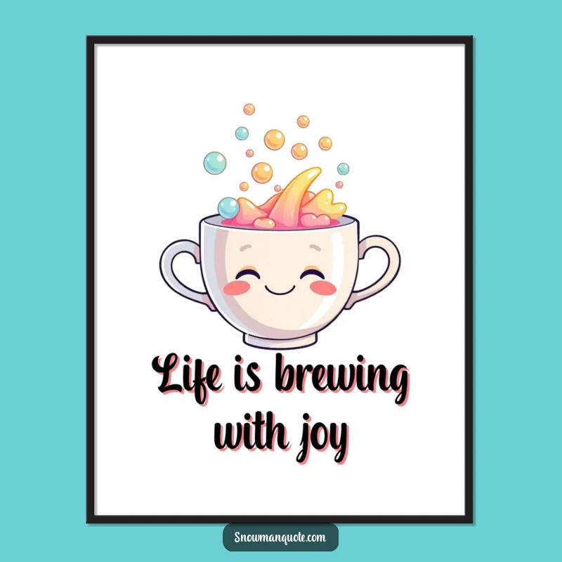 Funny Free Printable Wall Art: Whimsical Teacup Overflowing with Rainbows for Your Decor
