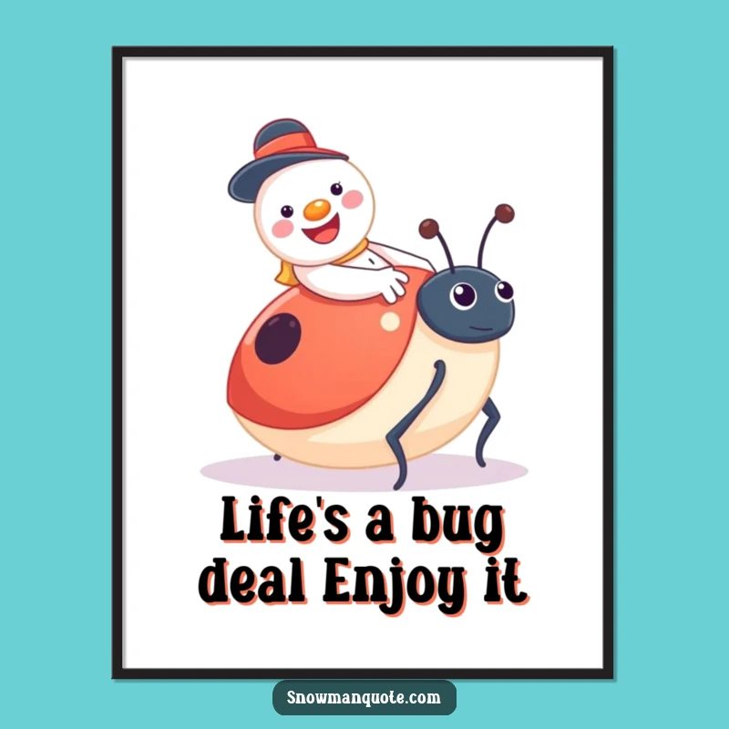 Free Printable Wall Art: Funny Snowman Ladybug Art Downloadable Gift