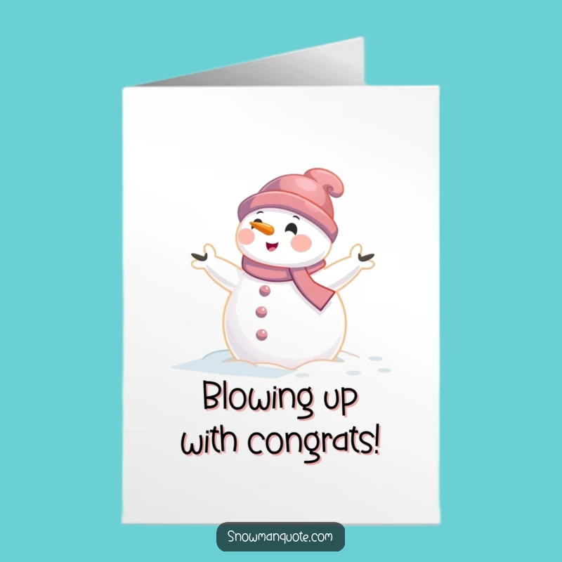 Free Printable Snowman Card: Funny Windblown Congratulations Downloadable Gift