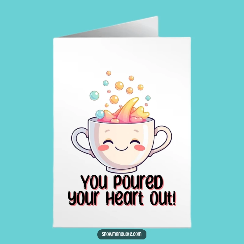 Free Printable Congrats Card: Overflowing Teacup Celebration Printable for Big Achievements