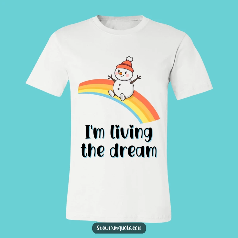 Funny Snowman Rainbow Slide T-Shirt: Cheerful Graphic Tee for Winter Fun