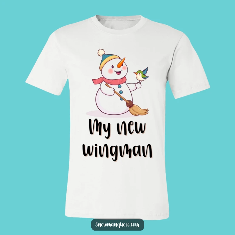 Funny Snowman & Bird T-Shirt - Delightful Winter Graphic Tee Gift