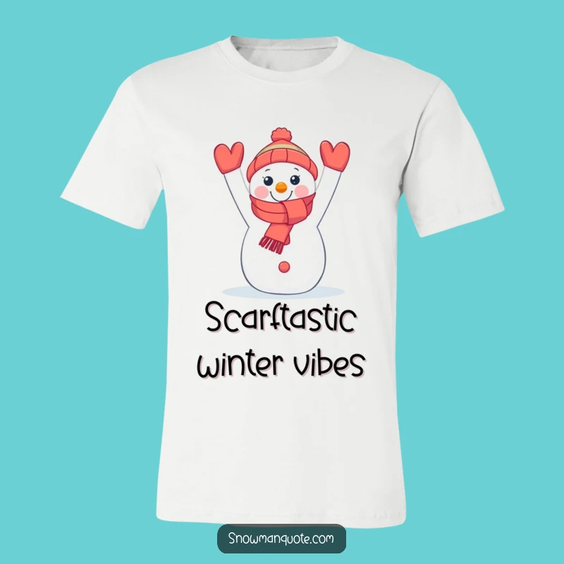 Funny Snowman Scarf T-Shirt - Cheerful Winter Character Tee