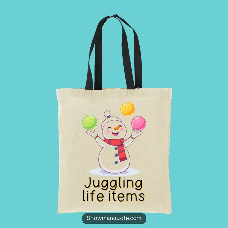 Funny Juggling Snowman Tote Bag: Gleeful Pal Carryall, Hilarious Gift
