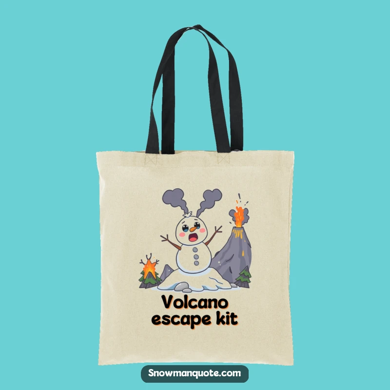 Funny Volcano Snowman Tote Bag: Carry Your Essentials with Fiery Humor